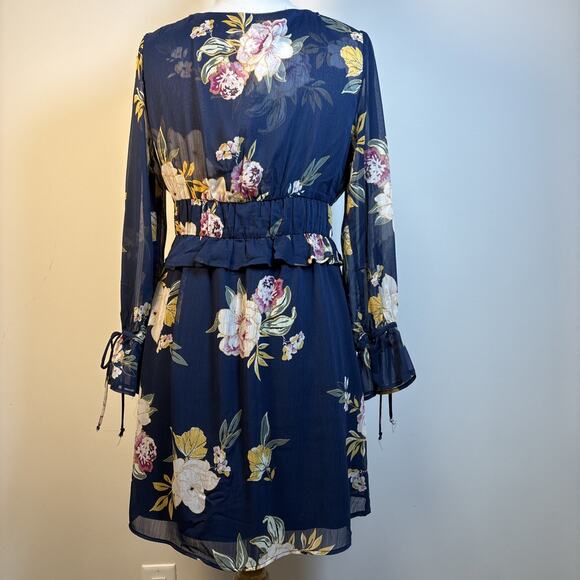 Babydoll Dress Baby Floral S Boho Romantic Long Sleeve Ruffle Waist - Picture 3 of 16